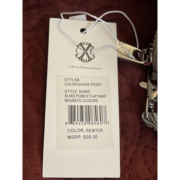 NWT‎ Gift CXL Christian Lacroix Blake Pewter Pebble Flap Snap Magnetic Closure - Picture 3 of 13